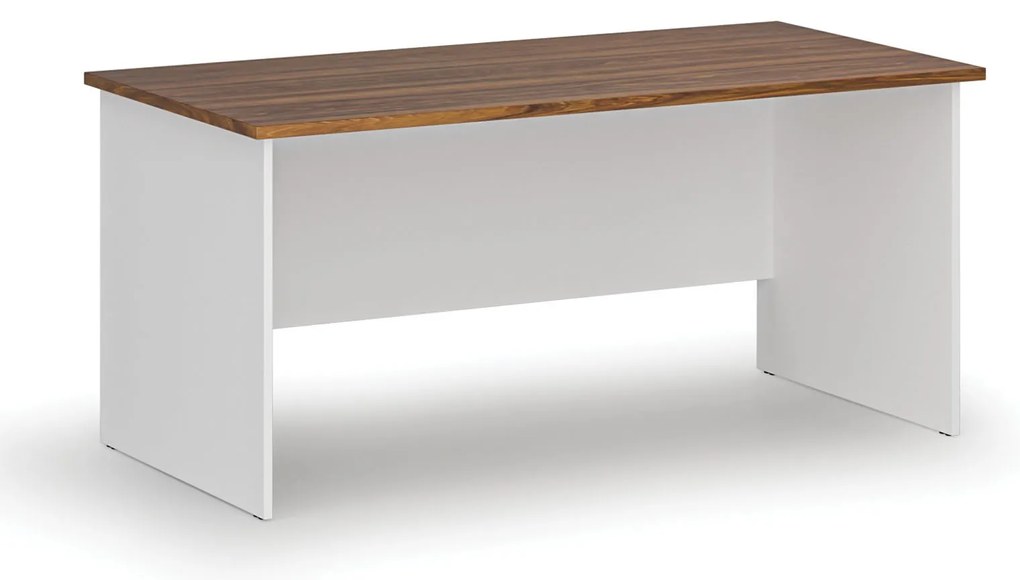 Kancelársky písací stôl PRIMO WHITE, 160x80 cm, biela/orech