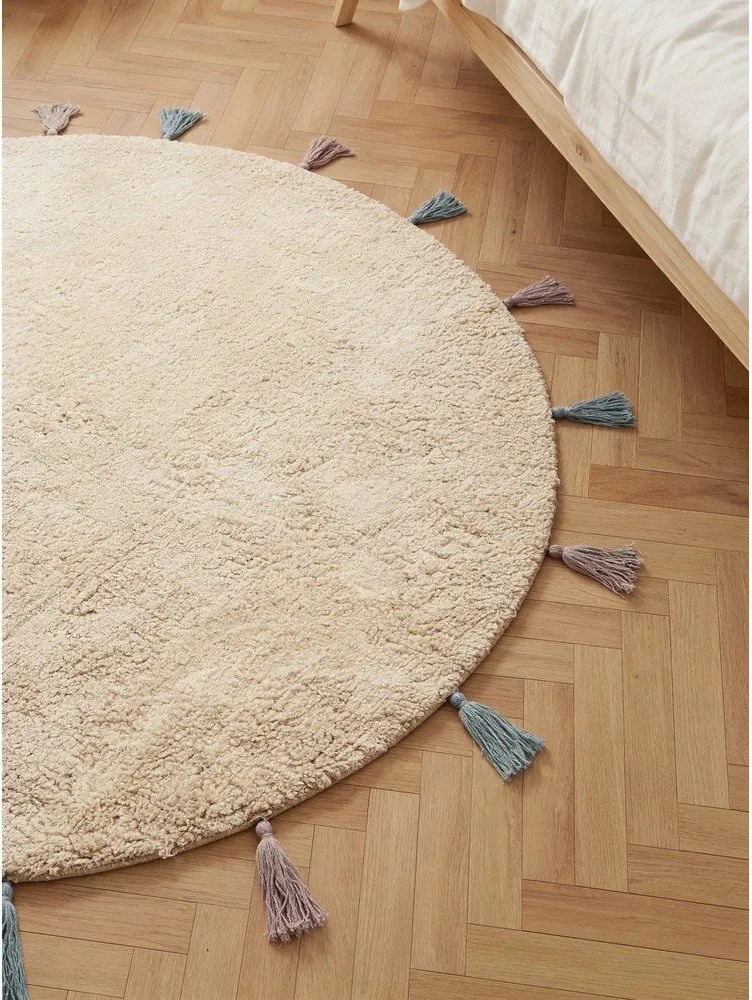 Krémovobiely prateľný/ručne tkaný bavlnený detský koberec ø160 cm Snuggle Sunna – Hanse Home