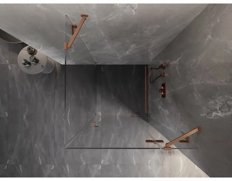 Mexen Lunar, 1-krídlový sprchový kút, pravý, 70 x 70 cm, 8mm číre sklo, medený profil, 834-070-070-65-00-P