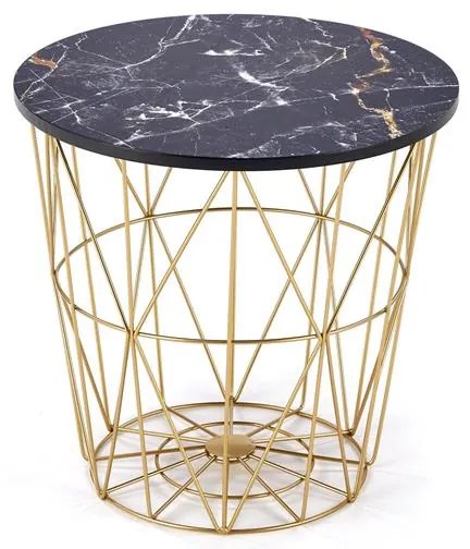 KONFERENČNÝ STOLÍK MANUEL ČIERNY MRAMOR / ZLATÝ