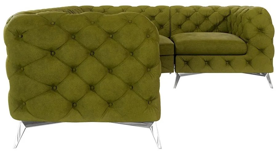 Zelená zamatová rohová pohovka (pravý roh/do L) Chelsea – Ropez