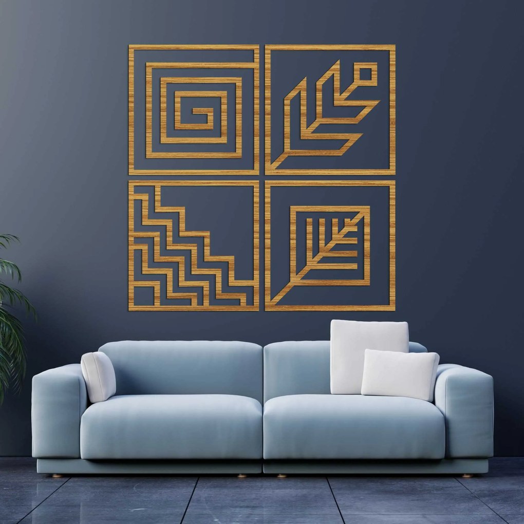 SENTOP | Drevený Obraz na stenu 4 diely geometria | SENTOP HDF0397-A-B-C
