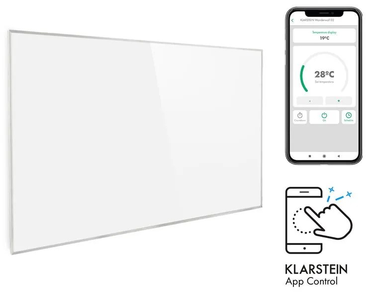 Klarstein Wonderwall 960 Smart, infračervený ohrievač, 80 x 120 cm, 960 W, týždenný časovač, IP24, biely