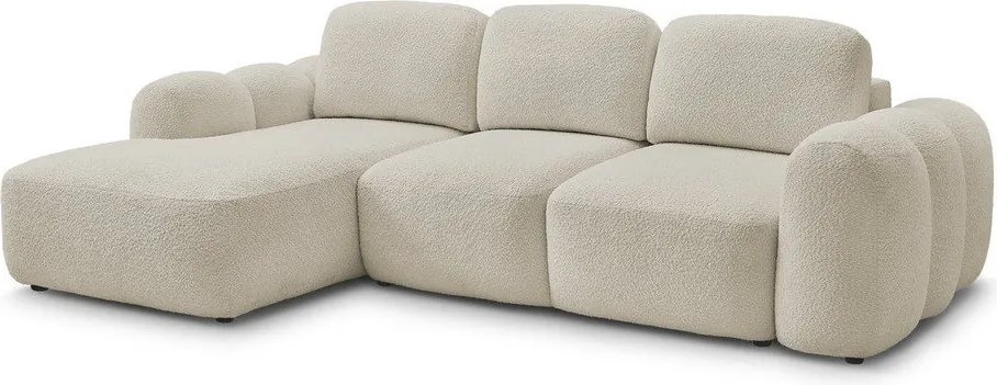 Béžová rozkladacia/s úložným priestorom rohová pohovka z textílie buklé (ľavý roh/s leňoškou) Montaigne – Bobochic Paris