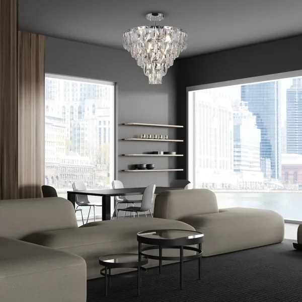 Luster na tyči CHELSEA 6xE14/40W/230V pr. 50 cm lesklý chróm