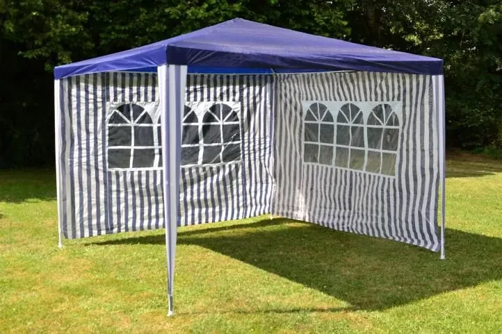 Garthen 652 Záhradný párty stan - modrý 3 x 3 m + 2 bočné steny