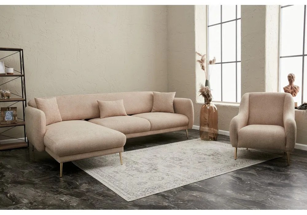 Béžová rohová pohovka (ľavý roh/s leňoškou) Simena – Balcab Home