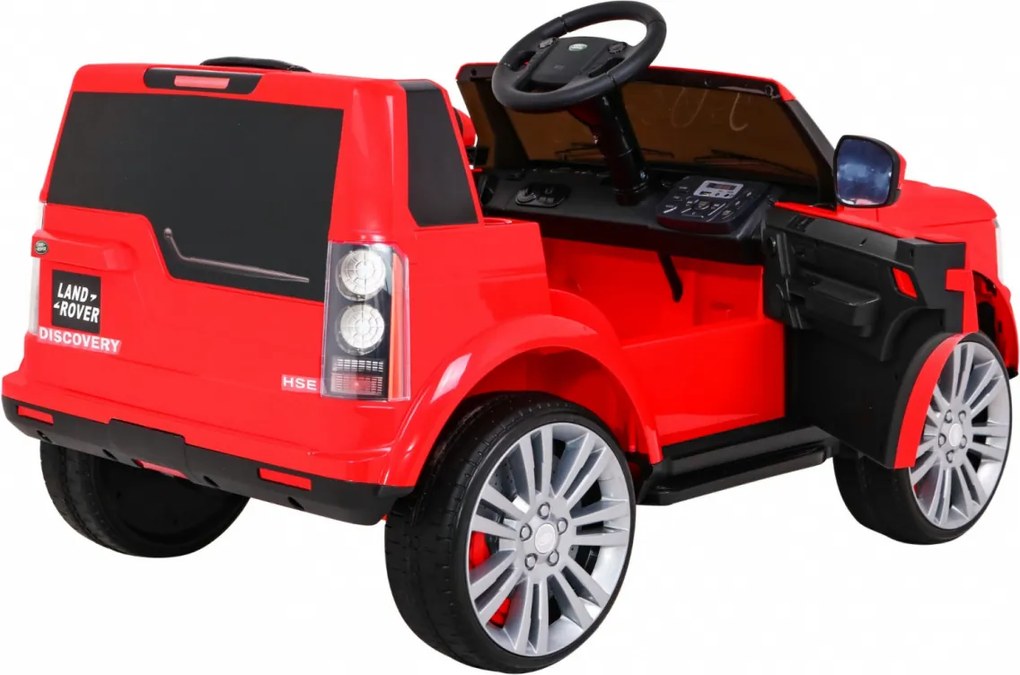 Ramiz Land Rover Discovery Elektrické auto pre deti, červené SUV + diaľkové ovládanie
