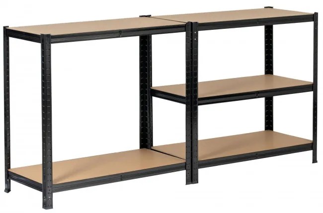 Set 2 kovových regálov 90x30x180 cm čierny