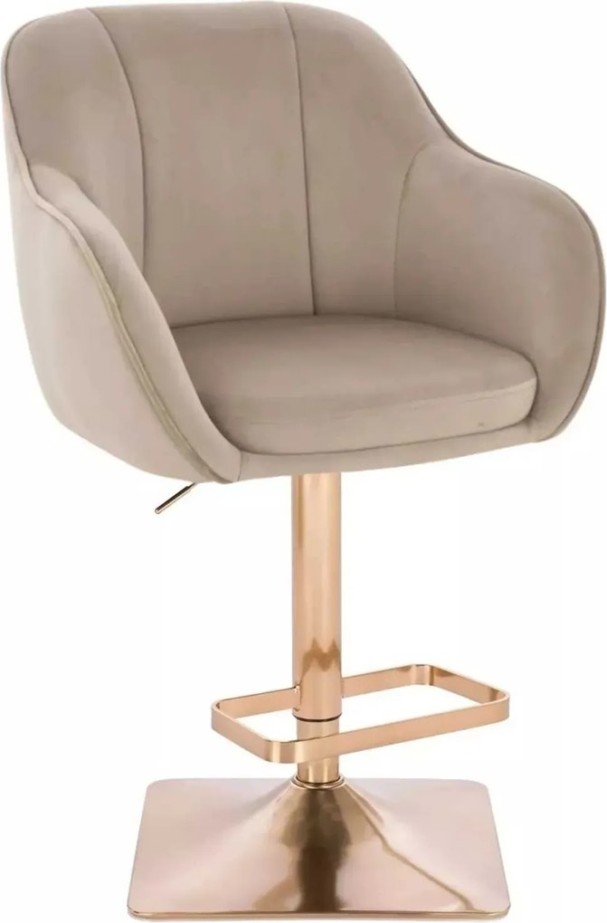 LuxuryForm DESIGN Barová stolička AVOLA VELUR na zlatej hranatej podstave - latte