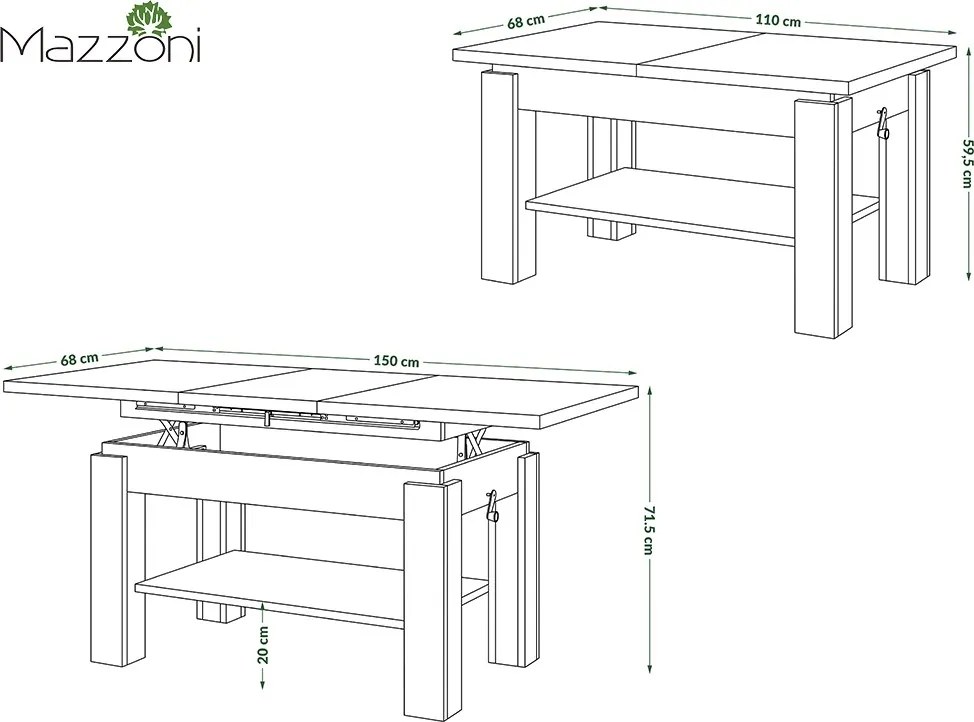 ASTORIA dub Oasis, rozkládací konferenční stolek