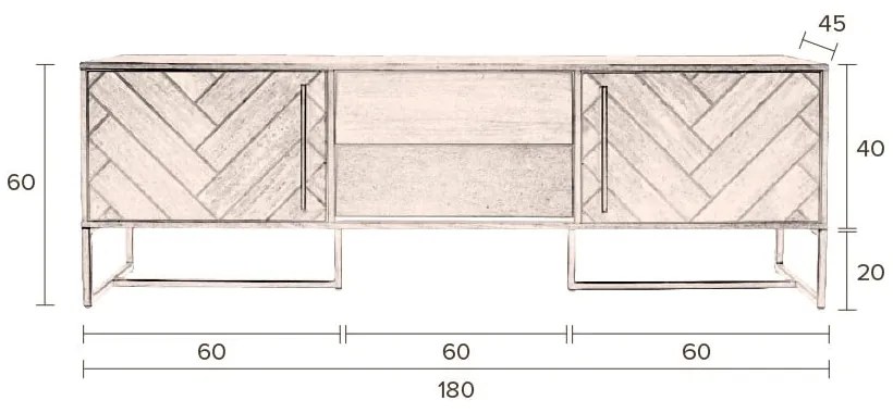 TV stolík v dekore duba 180x60 cm Class - Dutchbone