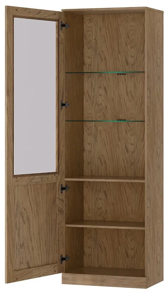 Vitrína Cozy 10 z masivu s LED osvětlením 65 cm dub Rustikal