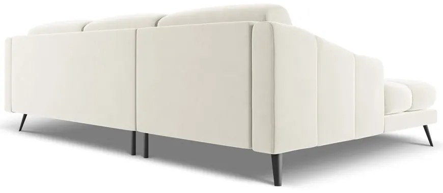 Krémovobiela zamatová rohová pohovka (ľavý roh) Nalu – Makamii