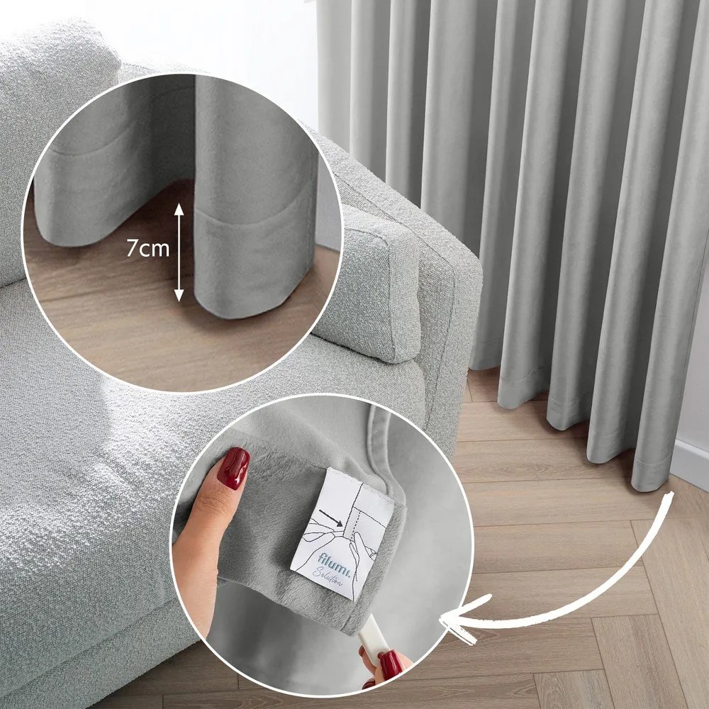 Sivý zamatový dimout záves 200x175 cm Velto – Filumi