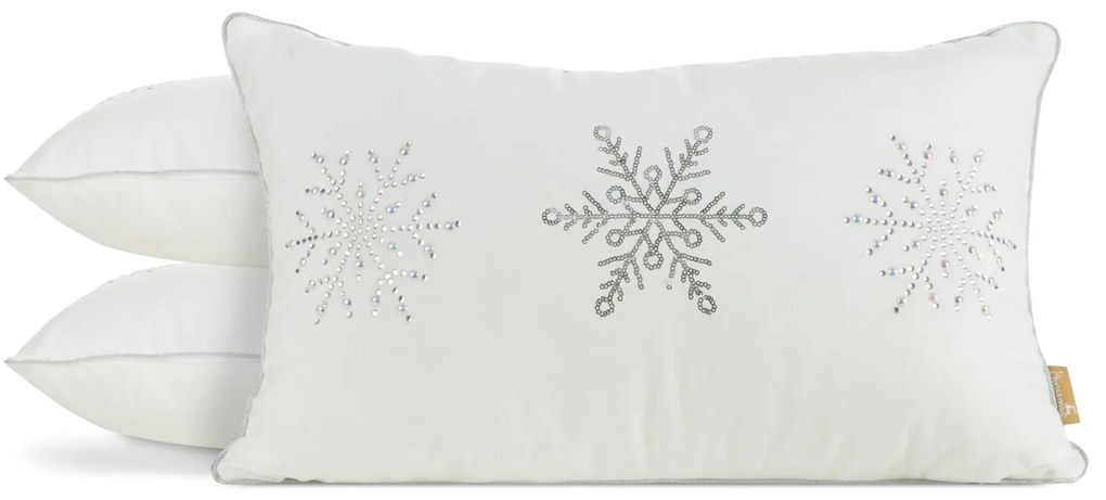 VIANOČNÁ DEKORAČNÁ OBLIEČKA NA VANKÚŠ FLAKE 30X50 CM VZOROVANÁ