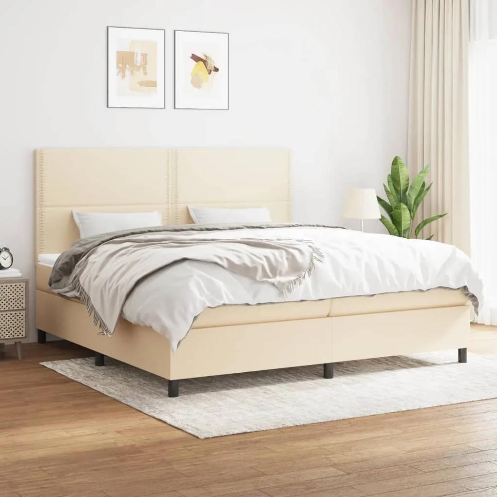 Boxspring posteľ s matracom krémová 200x200 cm látka 3141726