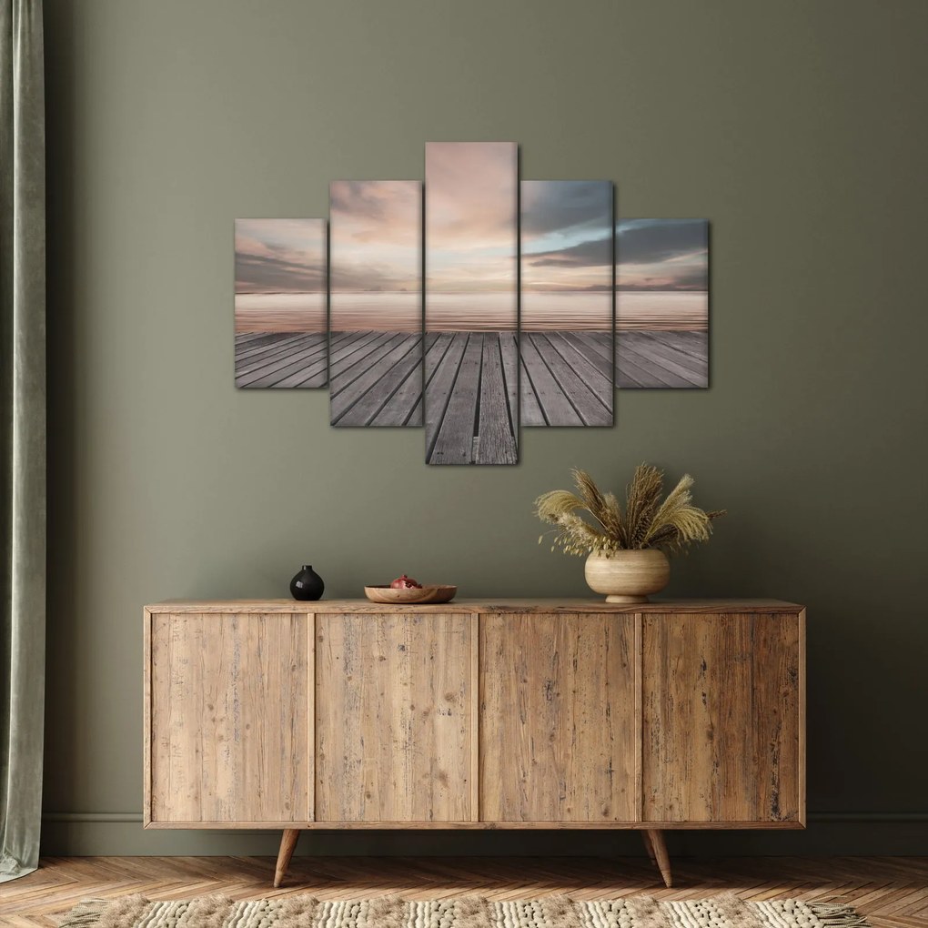 Obraz - Mólo pri západe slnka (150x105 cm)