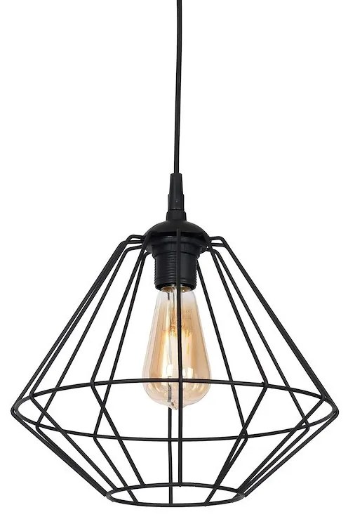 Závesné svietidlo Colin, 1x čierne drôtené tienidlo, b