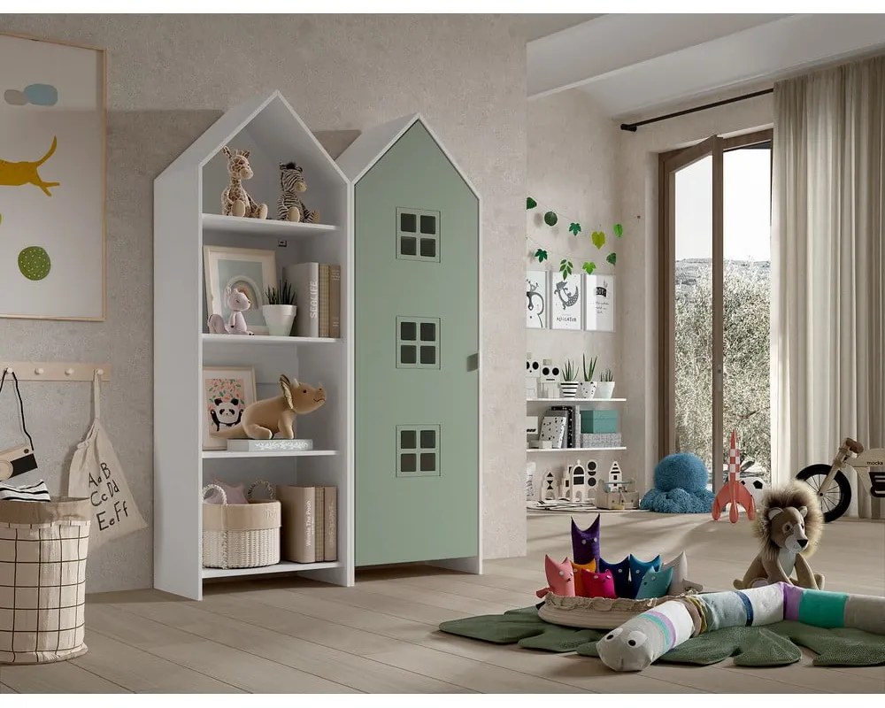 Bielo-zelená otvorená detská šatníková skriňa 115x171,5 cm CASAMI BRUGES – Vipack
