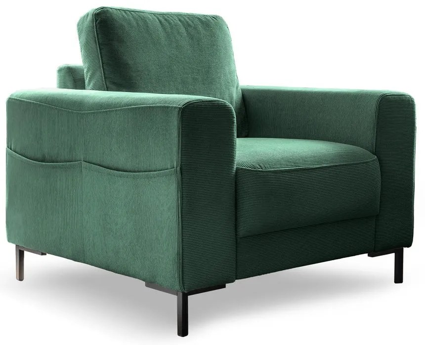 Tmavozelené menčestrové kreslo Lofty Lilly – Miuform
