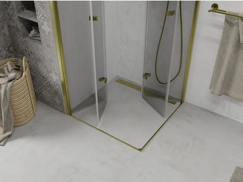 Mexen Lima Duo skladacia sprchová kabína 90 x 90 cm, priehľadná, zlatá - 856-090-090-50-00-02