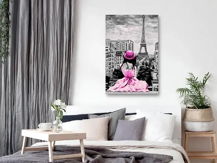 Artgeist Obraz - Paris Colour (1 Part) Vertical Pink Veľkosť: 20x30, Verzia: Na talianskom plátne