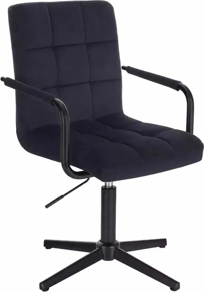 LuxuryForm DESIGN Otočná stolička VERONA BLACK VELUR na čiernom kríži - čierna