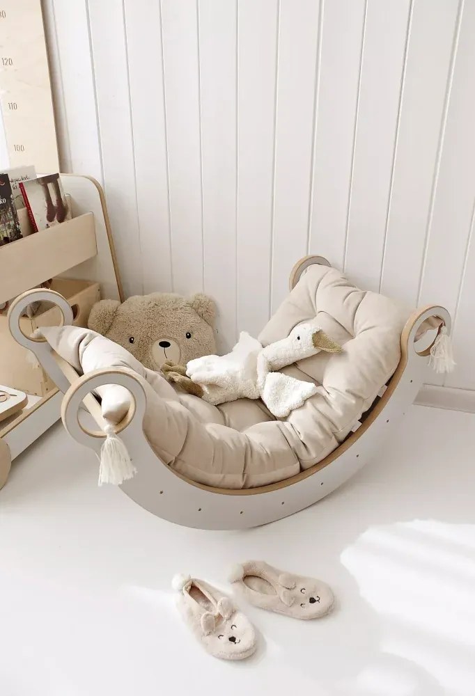 Montessori drevená hojdačka biela S Biela