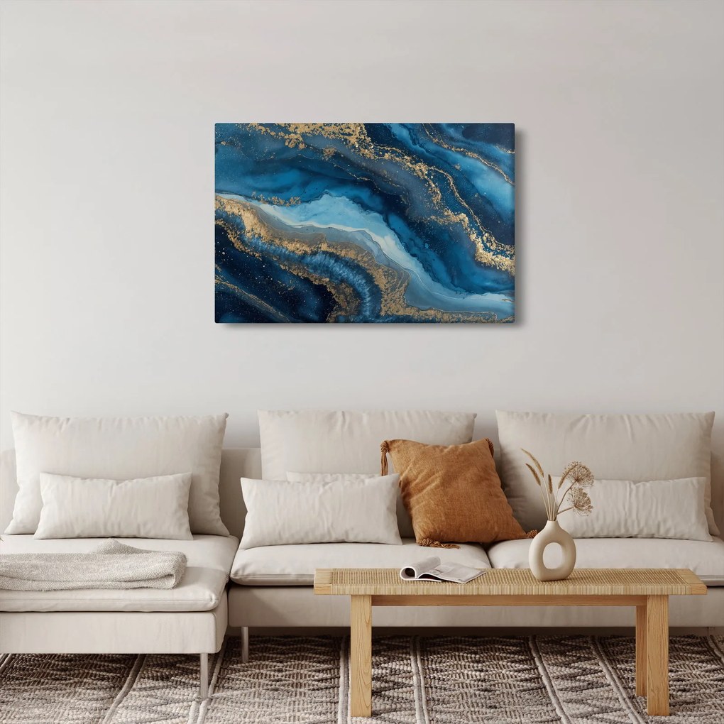 Obraz - Modrá mramorová abstrakcia (90x60 cm)