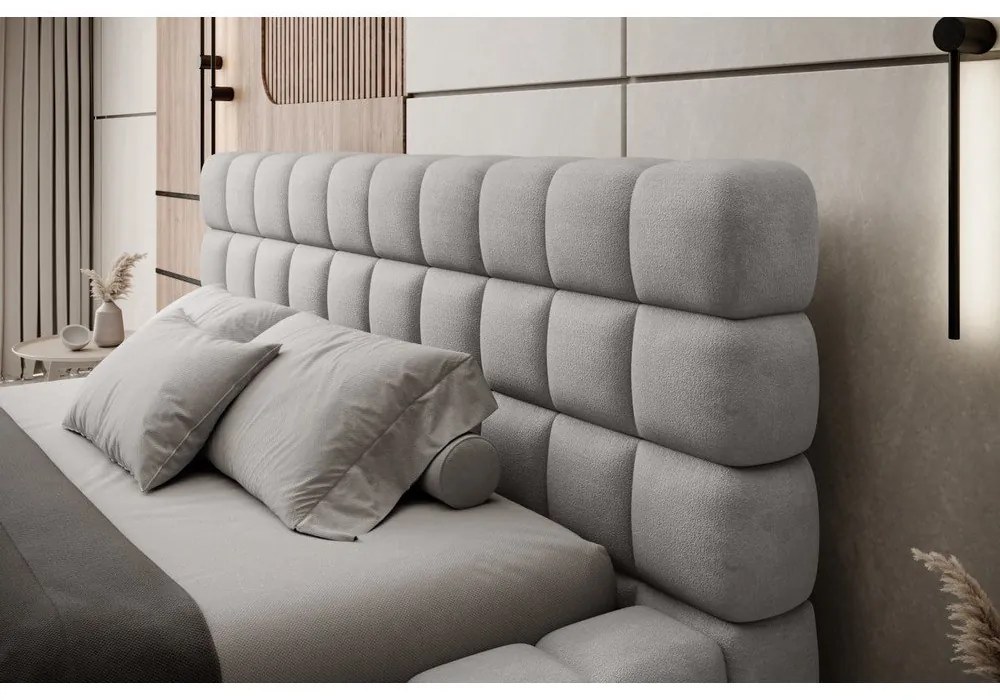 Sivá čalúnená dvojlôžková posteľ s úložným priestorom s roštom 180x200 cm Dizzle – ELTAP