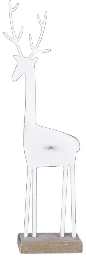 Biela dekoratívna soška s patinou Ego Dekor Deer, výška 25,5 cm