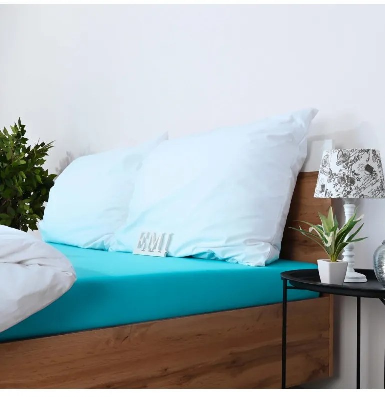 Plachta posteľná tyrkysová jersey EMI, Plachta predĺžená 90 (100)x220