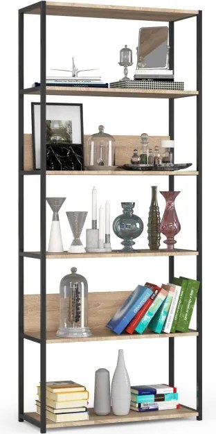 Policový regál 800 čierny / dub sonoma