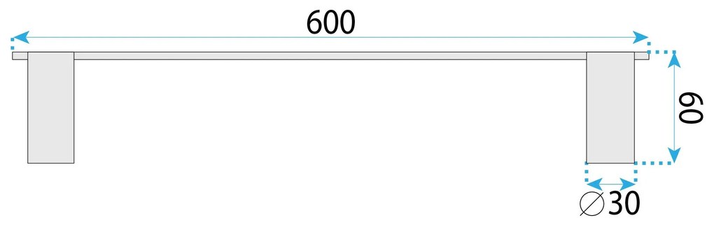 Rea Tomi, kúpeľňový vešiak na uteráky 60cm, brúsená oceľ, REA-88012