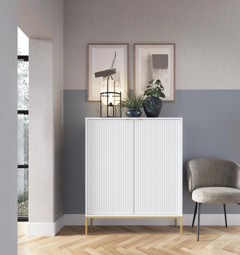 Komoda Nova 104 cm biela/zlatá