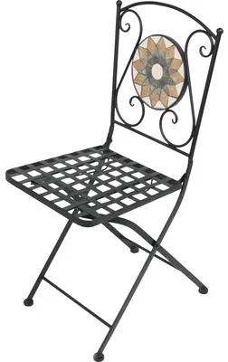 Záhradná stolička skladacia Garden Place Retro 60 x 53 x 77 cm kovová s mozaikovým dekorom antracitová