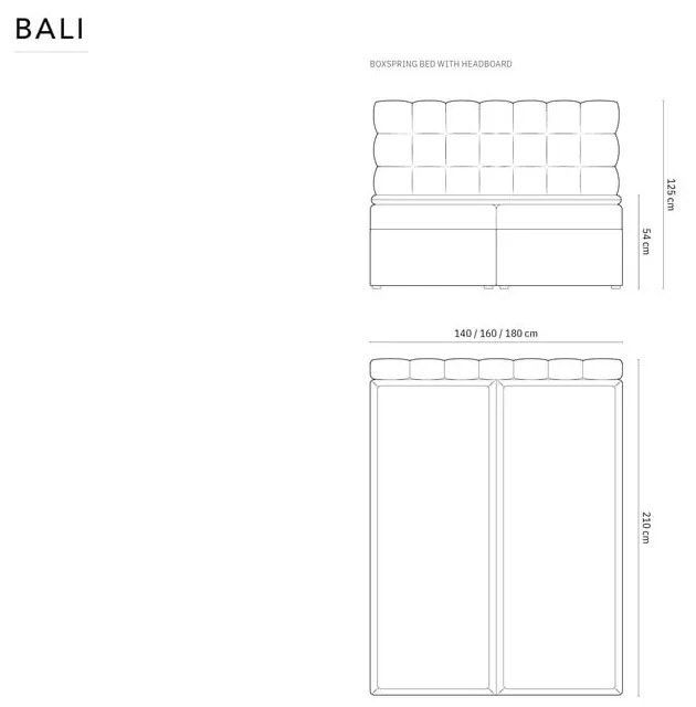 Svetlomodrá boxspring posteľ s úložným priestorom 160x200 cm Bali – Cosmopolitan Design