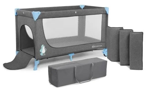 KINDERKRAFT - Cestovná postieľka JOY šedomodrá