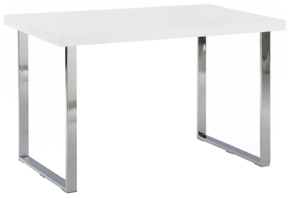 Kondela Jedálenský stôl, biela HG + chróm, 130x80 cm, TALOS