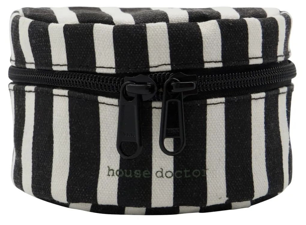 House Doctor Úložný guľatý box so zipsom Black/Off-white – set 2 ks