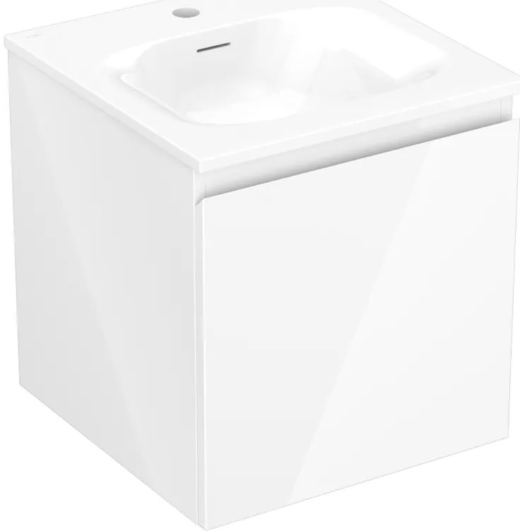 Mexen Orio, kúpeľňová skrinka 45 cm s umývadlom Vela, 1 zásuvka, biela lesklá, 91A10-04547-1-BF00-W23M00