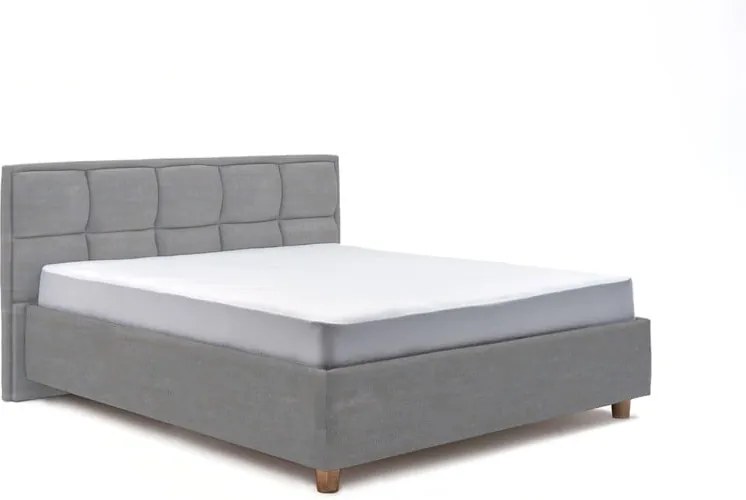 Svetlomodrá dvojlôžková posteľ s roštom a úložným priestorom PreSpánok Karme, 180 x 200 cm