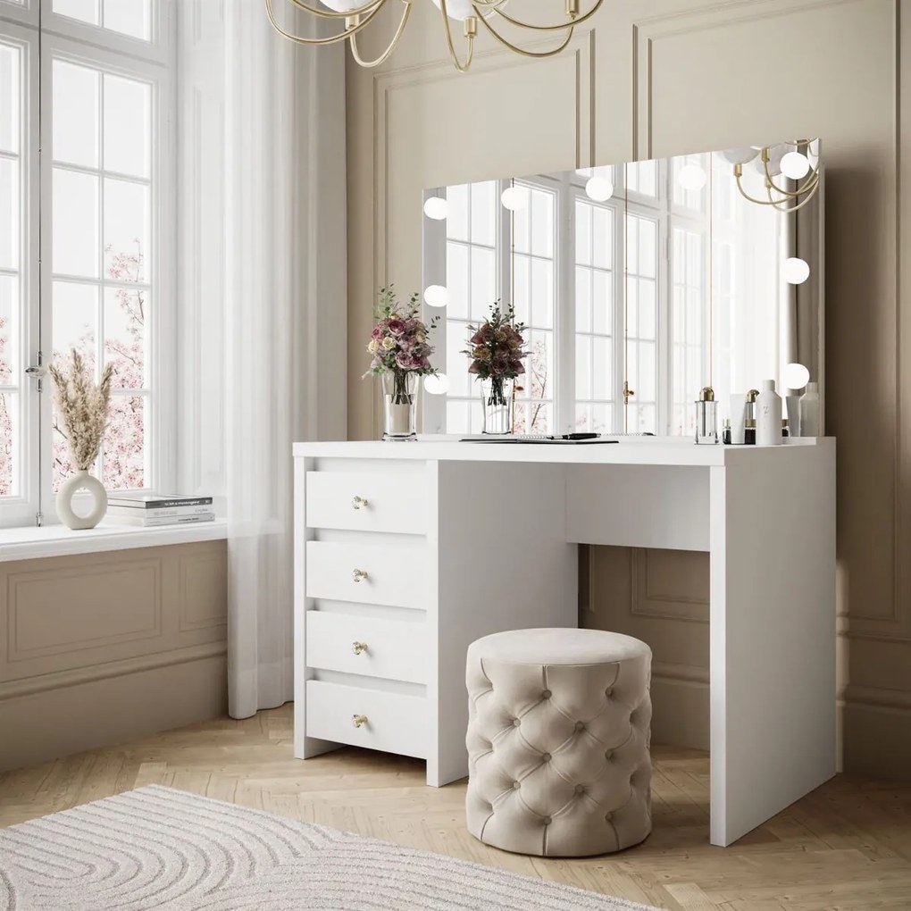 TOALETNÝ STOLÍK VALENTINA ELITE 2 BIELY ZRKADLO