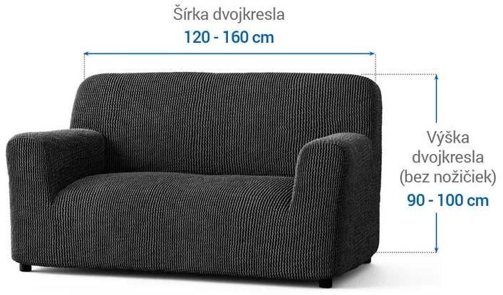 Bielastické poťahy COSTINA antracit dvojkreslo (š. 120 - 160 cm)
