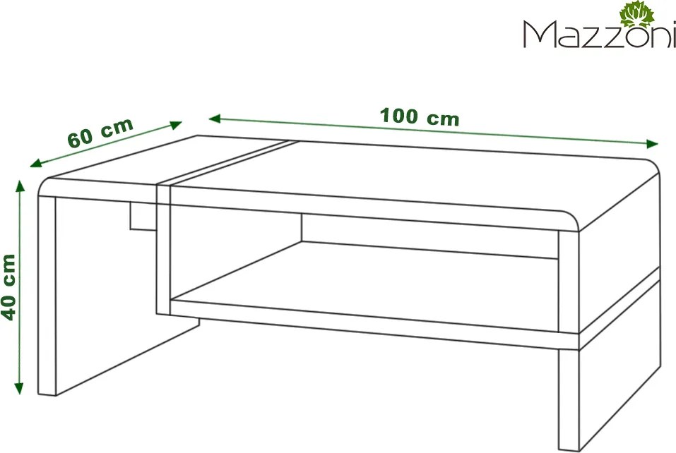 Mazzoni FOLK biely / beton - konferenčný stolík, obdĺžnikový, laminát, moderný