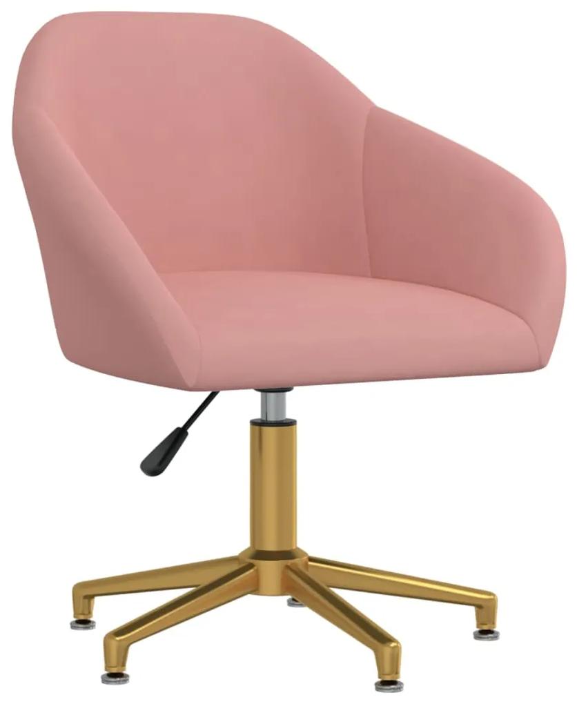 vidaXL Otočná jedálenská stolička ružová zamatová
