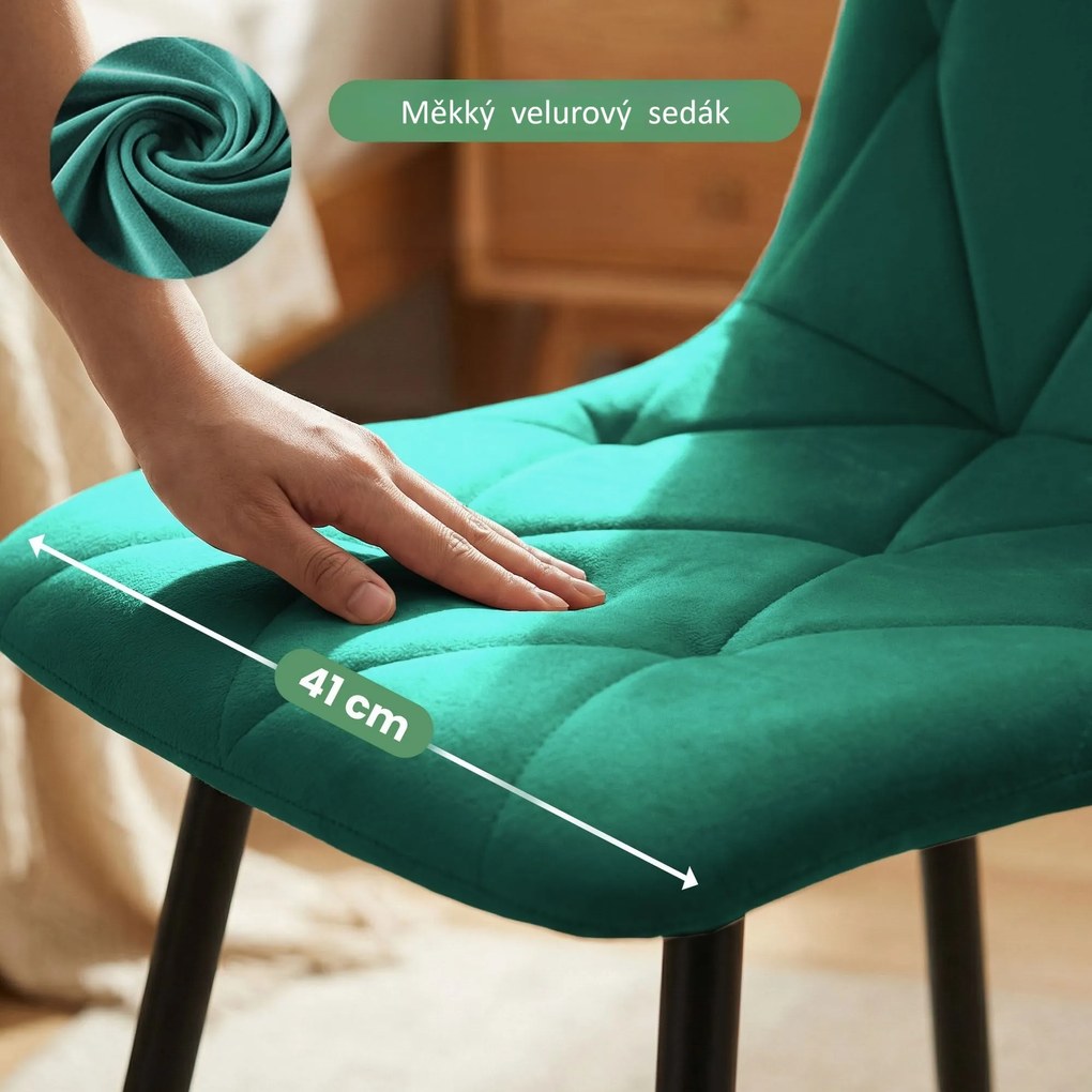 Čalouněná jídelní židle Milo lahvově zelená