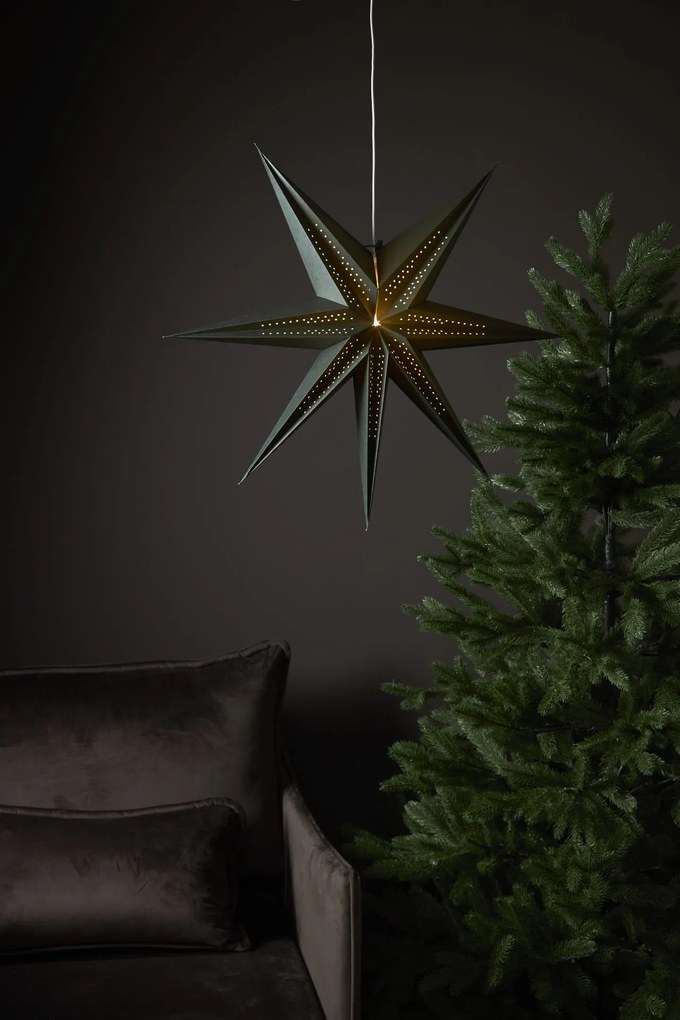 STAR TRADING Závesná papierová hviezda Point Dark Green 60 cm