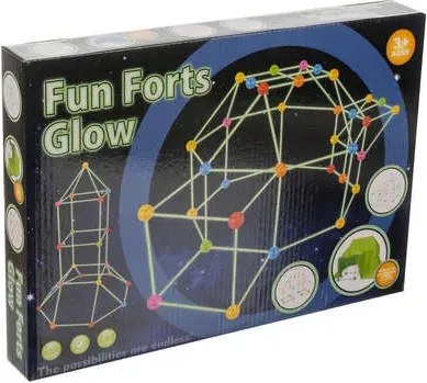 KRUZZEL Slamková stavebnica detskej pevnosti Funstruction - svietiaca - 64+36 ks